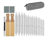 Kueohse 22 Piezas de Herramientas para Dibujar Bocetos, Juego de 16 Tocones para Difuminar con 2 Sacapuntas de Papel de Lija, 1 Herramienta de Extensión de Lápiz