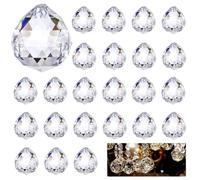Kueohse 24 atrapasueños de cristal de 20 mm para colgar, prisma de cristal colgante para decoración de ventanas, manualidades, bodas