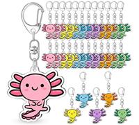 Kueohse 24 Llaveros con Dijes de Ajolote: Regalos Multicolores para Fiestas de Cumpleaños, Regalos Escolares y Decoraciones.
