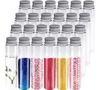 Kueohse 24 tubos de ensayo de 110 ml, tubos de ensayo transparentes de plástico con tapas, recipiente de sal de baño con fondo plano para caramelos, caramelos de goma de mascar