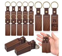 Kueohse 25 Llaveros de Madera Rectangulares en con Correa de para Grabar.