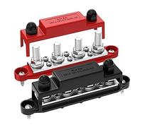 Kueohse 250A 12V Barra Colectora BateríA Bloque de DistribucióN de EnergíA Car Audio 12 Voltios CC Barra Colectora 4 X 3/8 Pulgadas Postes 6 X 8 Tornillos