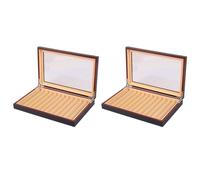 Kueohse 2X 12 Grid Wooden Pen Display Case Storage Luxury Fountain Case Ventana Transparente Pen Box-ColeccióN Organizador Ebony