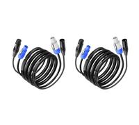 Kueohse 2X Cable de Extensión DMX512 de 2 M (6,6 Pies), Cable Combinado de Señal XLR de 3 Pines DMX512 con Alimentación de CA para Iluminación de Escenarios, Conciertos y Eventos.
