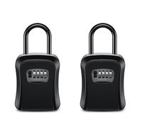 Kueohse 2X Cajas Llaves con Contraseña para Exteriores Gancho Bloqueo Extendido Alambre Acero Almacenamiento Llaves para Colgar Llave Impermeable Caja Código 4 Dígitos Negro