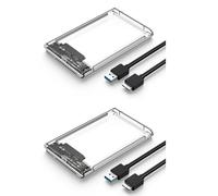 Kueohse 2X Estuche de Disco Duro Transparente para Caja Caja de Disco Duro de 2,5 Pulgadas SATA una USB 3.0 Tipo-C 3.1 Estuche de Disco Duro Externo