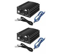 Kueohse 2X Fuente de AlimentacióN Fantasma de 1 Canal de 48 V con Cable de MicróFono XLR de 3 Pines para MicróFono de Condensador Equipo de GrabacióN de MúSica