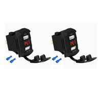 Kueohse 2X Interruptor Basculante USB Marino de 12 V con Dos Puertos de Carga, de Corriente Impermeable de 4,2 A, Voltímetro Digital Rojo.
