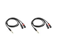 Kueohse 2X Jack 6.35mm 1/4 TRS Estéreo A Doble XLR Macho Cable de Audio Cable Alargador y Cable de Audio Divisor 100cm