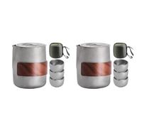 Kueohse 2X Juego de Té, Tetera de Viaje con 3 Tazas, Tazas de Té y Almacenamiento de Té, Juego de Té Portátil con Estuche, Tetera de Viaje de Doble Capa