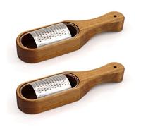 Kueohse 2X Rallador de Queso de Madera con Manejar, Triturador de Queso MarróN RúStico con Espacio de Almacenamiento, para Queso LimóN Chocolate