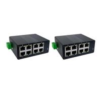 Kueohse 2X Switch Industrial de 8 Puertos y 100 Mbps, Mini Switch de Red Ethernet Industrial, Montaje en Riel DIN, Conexión Conectar y Usar, Protección IP40