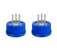Kueohse 2X Tapa de Seguridad para de Acero Inoxidable 304 GL45 para Uso en Laboratorio, Tamaño Grande, Esterilizable en Autoclave, 3 Puertos