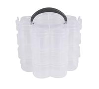 Kueohse 3 Niveles Almacenamiento de Organizador Apilable de Plástico Transparente Caja de Manualidades Estuche de Joyas de Contenedor - Transparente