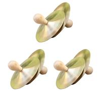 Kueohse 3 Par de Platillos de Latón con Perillas Platillos de Dedo con Perillas de Madera para Instrumento de Percusión de Fiesta de Bailarina