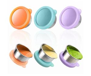 Kueohse 3 Recipientes de Aderezo para Ensaladas de 50 Ml para Llevar, Recipientes de Condimentos de Acero Inoxidable con Tapas de Silicona para Caja Bento