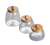 Kueohse 3 Uds. Tarro Sellado de Vidrio con Tapa de Madera, Recipiente para Alimentos, Té, Dulces, Botella de Almacenamiento para Cocina, Tarros Sellados de Gran Capacidad