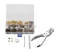 Kueohse 300 Conjuntos de Piel Remaches Dobles del Casquillo de Remache Tubular Postes Metal con los Alicates de Sacador Set FijacióN Herramientas para Arte de DIY Remaches Reemplazo