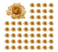 Kueohse 300pzs Clips de Boda Artificial Rosa de Seda Cabeza de Decoracion de Boda (Dorado)