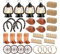 Kueohse 32 Centros de Mesa Occidentales para Mesas, Mini Farolillos de Heno para Centros de Mesa o Bodas Occidentales.