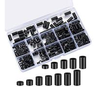 Kueohse 320 Piezas Espaciadores de Tornillos de Salida EléCtrica, Kit Surtido de Espaciadores Redondos de Nailon Negro, Espaciadores de PláStico Sin Rosca