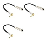 Kueohse 3piezas 6.35 Estereo Hembra A 3.5 Macho Cable de Extension de Audio de Microfono de Alta Fidelidad Estereo de Jack Enchufe Cable de de Audio en Angulo de 90 Grados Corto