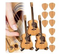 Kueohse 3SET Sherum Strumbox, Sheremart Strumbox, Caja de Púas de Guitarra Acústica de Madera con 3 Púas de Guitarra, Estuche de Exhibición de Púas de Guitarra