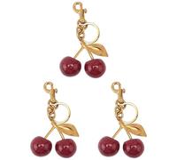 Kueohse 3X Accesorio para Bolso y con Forma de Cereza, Dije para Bolso: Complemento de Moda para Estilo y Cotidianos, Liviano