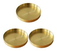 Kueohse 3X Bandeja Redonda Dorada, Bandeja Decorativa de Metal, Bandeja de Maquillaje, Organizador para Tocador, BañO, Vestido, Acabado de LatóN Mate, 11,8 Pulgadas