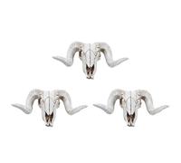 Kueohse 3X Cabeza de Cráneo de Oveja de Resina Cabeza Colgante de Pared 3D Animal Longhorn Escultura Figuras Artesanías Cuernos Decoración para el Hogar Adornos