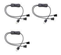 Kueohse 3X Cable Adaptador Corriente para Ventilador con USB de 5 V y PWM de 3 Pines o Cable Conector Adaptador para Ventilador de Caja con Interruptor de Encendido y Apagado