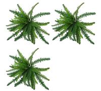 Kueohse 3X Helechos Artificiales para Exteriores e Interiores, Grandes Helechos Falsos, Planta de Helecho Boston Falso para Macetero, Jardín, Porche, Entrada A