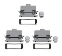 Kueohse 3X Rectangular H24B-He-024-1 Conectores de Carga Pesada LÍNea de NÚCleos de 24 Pines de Potencia 16A 500V Enchufe Clavija de AviaciÓN de Pie de Tornillo, 139x43x72Mm