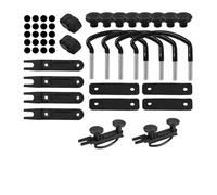 Kueohse 4 Abrazaderas en U para Cofre de Techo, Tornillos para Portaequipajes de Techo, Clips de Soporte en U de 85 mm de con 8 Tuercas de Seguridad y 2 Correas.