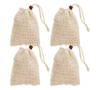 Kueohse 4 bolsas de jabón, bolsas de jabón de ramio, bolsas de jabón orgánicas, para espumar y secar el jabón