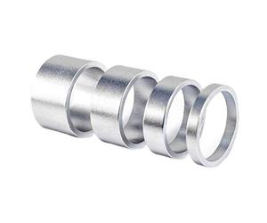 Kueohse 4 Unids/Set 5/10/15/20 mm Auriculares de Aleación de Aluminio Stem Spacer 28.6Mm Tapa de Arandela de Horquilla para Ciclismo de Carretera, Plata