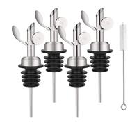Kueohse 4 Vertedores Acero Inoxidable, Boquilla Dispensadora Aceite Oliva con AutomáTico, Boquillas para Verter Licor con FuncióN AutomáTico, Color Plateado