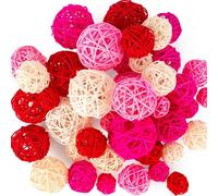 Kueohse 42 Bolas de Mimbre de Ratán, Bolas de Ratán Rosa, Rellenos para Tazones, Rellenos para Jarrones para Bodas, Fiestas de Cumpleaños, Decoración de Mesa para el Hogar