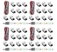 Kueohse 44 Piezas Conectores de Tira de LED de 3 Pines Sintonizables Conectores de Luz de Tira de LED de 10 mm Terminal de Conector de Tira de LED para WS2811