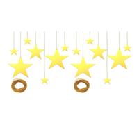 Kueohse 48 Estrellas de Cartón Doradas, 4 Tamaños, Brillantes, Recortadas, con Línea Dorada de 50 M, Ideales para Decorar Fiestas.