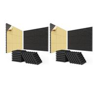 Kueohse 48 Paneles de Espuma Autoadhesivos A Prueba de Sonido de 2 X 12 X 12 Pulgadas, Paneles Acústicos de Expansión Rápida, Paneles de Pared Insonorizados con Diseño Piramidal