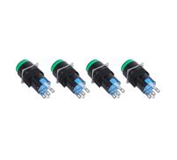 Kueohse 4X AC 250V 5A SPDT 1NO 1NC 5 Pines Interruptor de Pulsador Verde de Enclavamiento con 220V LED Lampara