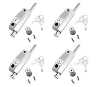 Kueohse 4X Cerradura de Puerta Corrediza para Ventana Puertas de Patio de Vidrio Cerradura de Seguridad Auxiliar Plateada Cerradura de Puerta de Vidrio Cerradura de Embutir
