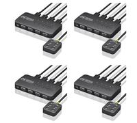 Kueohse 4X Conmutador USB Adaptador de Controlador Compartido 4 Entradas 4 Salidas para Computadora PortáTil Impresora Teclado RatóN Monitor