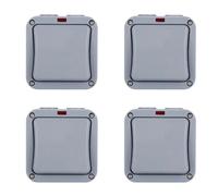 Kueohse 4X Interruptor EléCtrico de Pared IP66 Luz 220V Impermeable Encendido Apagado BotóN de Seguridad con FijacióN en la AlimentacióN de la Pc(A)
