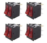 Kueohse 4X Luz Roja Iluminada 6 Pines Dual SPST ON/OFF Interruptor Basculante de AC 15A/250V 20A/125V