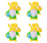 Kueohse 4X Regalo de Gnomo de Pascua, Lámpara de Gnomo con Luz LED y Sombrero, Decoraciones Interiores de Gnomo para el Hogar Amarillo
