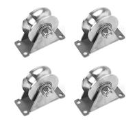 Kueohse 4X Ruedas de Puerta Corredera de Acero Inoxidable 304 de 2 Pulgadas, Rodillos con Ranura en U, Poleas de Servicio Pesado, Ruedas de Placa de Rodamiento Doble de Rodamiento Suave