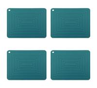 Kueohse 4X Soporte de Silicona Grande para Olla, Almohadilla Cuadrada Gruesa de Aislamiento Térmico Tapete de Cocina Corrugado Antideslizante (Verde)