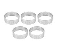 Kueohse 5 piezas 6 cm Circular Tart Anillo Postre Acero Inoxidable Perforación Pastel de Frutas Quiche Pastel Molde de Mousse Molde KüChe para hornear